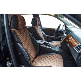 Накидки на сиденья автомобиля BULLET передние, велюр, коричневый, бежевый