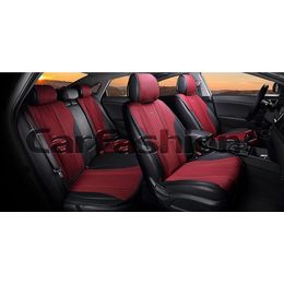 Накидки на сиденья автомобиля GRAND PLUS комплект, твид/экокожа, чёрный, красный Накидки на сиденья автомобиля GRAND PLUS комплект, твид/экокожа, чёрный, красный