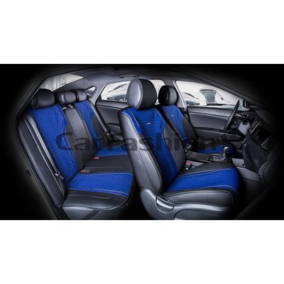 Каркасные накидки 3D на сиденья автомобиля ELEMENT PLUS комплект, экокожа, синий, чёрный, чёрный, синий Каркасные накидки 3D на сиденья автомобиля ELEMENT PLUS комплект, экокожа, синий, чёрный, чёрный, синий
