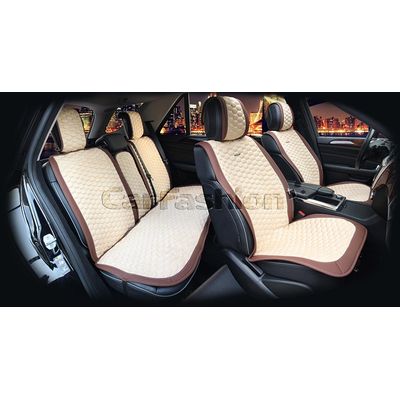 Накидки на сиденья автомобиля CAPRI PLUS комплект, нубук, коричневый, бежевый, бежевый Накидки на сиденья автомобиля CAPRI PLUS комплект, нубук, коричневый, бежевый, бежевый
