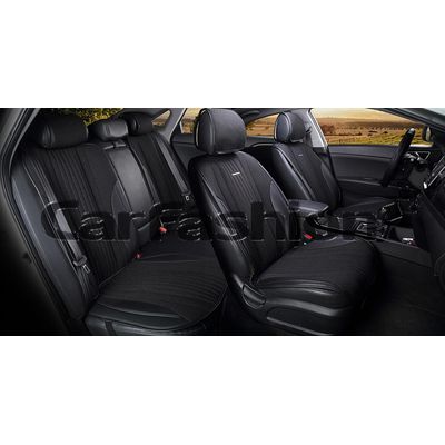 Накидки на сиденья автомобиля GRAND PLUS комплект, твид/экокожа, чёрный
