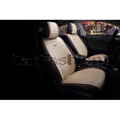 Накидки на сиденья автомобиля MONACO передние, велюр/экокожа, коричневый, бежевый, бежевый, коричневый