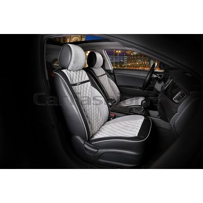 Каркасные накидки 3D на сиденья автомобиля BARCELONA передние, велюр, чёрный, серый, чёрный, серый