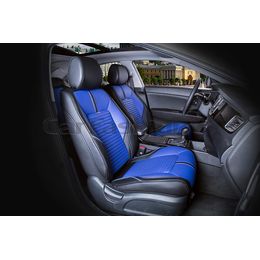 Каркасные накидки 3D на сиденья автомобиля SECTOR LEATHER передние, экокожа, чёрный, синий, чёрный