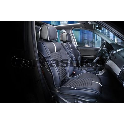 Каркасные накидки 3D на сиденья автомобиля SECTOR передние, экокожа/твид, светло-серый, чёрный, чёрный Каркасные накидки 3D на сиденья автомобиля SECTOR передние, экокожа/твид, светло-серый, чёрный, чёрный