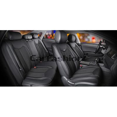 Каркасные накидки 3D на сиденья автомобиля URBAN PLUS комплект, экокожа/твид, чёрный