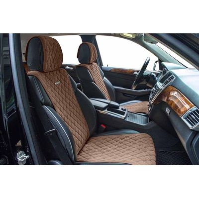 Накидки на сиденья автомобиля BULLET передние, велюр, бежевый, коричневый