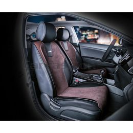 Накидки на сиденья автомобиля SPACE передние, экокожа/велюр, чёрный, кофе, кофе