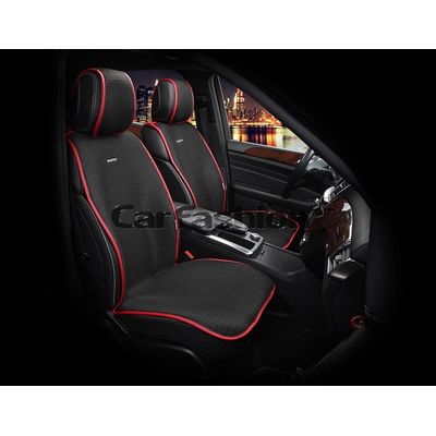 Накидки на сиденья автомобиля VERONA передние, шёлк, чёрный, красный, чёрный