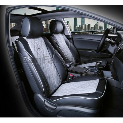 Каркасные накидки 3D на сиденья автомобиля BALATON передние, экокожа, серый, серый, чёрный