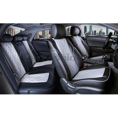 Каркасные накидки 3D на сиденья автомобиля BALATON PLUS комплект, экокожа, серый, серый, чёрный