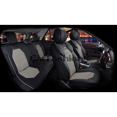 Каркасные накидки 3D на сиденья автомобиля SAMURAI PLUS комплект, экокожа/нубук, серый, серый, чёрный