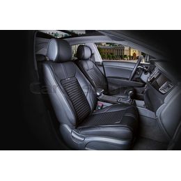 Каркасные накидки 3D на сиденья автомобиля SECTOR LEATHER передние, экокожа, чёрный