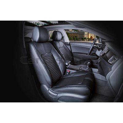 Каркасные накидки 3D на сиденья автомобиля SECTOR LEATHER передние, экокожа, чёрный Каркасные накидки 3D на сиденья автомобиля SECTOR LEATHER передние, экокожа, чёрный