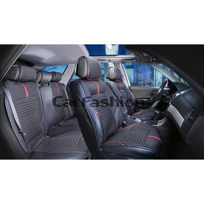 Каркасные накидки 3D на сиденья автомобиля SECTOR PLUS комплект, экокожа/твид, красный, чёрный, чёрный Каркасные накидки 3D на сиденья автомобиля SECTOR PLUS комплект, экокожа/твид, красный, чёрный, чёрный