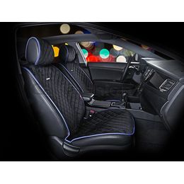 Накидки на сиденья автомобиля CALIFORNIA передние, велюр, чёрный, синий, синий