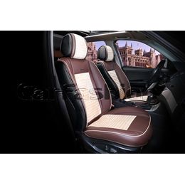 Накидки на сиденья автомобиля MADRID передние, экокожа/велюр, коричневый, бежевый, бежевый, коричневый