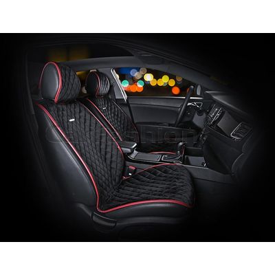 Накидки на сиденья автомобиля CALIFORNIA передние, велюр, чёрный, красный, красный