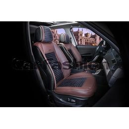 Накидки на сиденья автомобиля MADRID передние, экокожа/велюр, коричневый, чёрный, коричневый, коричневый