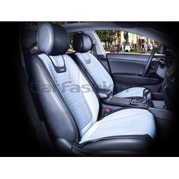 Накидки на сиденья автомобиля TORINO передние, капрон/экокожа, серый, чёрный, тёмно-серый