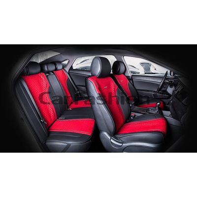 Каркасные накидки 3D на сиденья автомобиля ELEMENT PLUS комплект, экокожа, красный, чёрный, чёрный, красный Каркасные накидки 3D на сиденья автомобиля ELEMENT PLUS комплект, экокожа, красный, чёрный, чёрный, красный