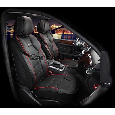 Каркасные накидки 3D на сиденья автомобиля SAMURAI передние, экокожа/нубук, красный, чёрный, чёрный