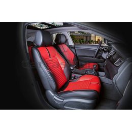 Каркасные накидки 3D на сиденья автомобиля SECTOR LEATHER передние, экокожа, чёрный, красный, чёрный