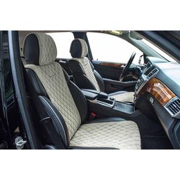 Накидки на сиденья автомобиля BULLET передние, велюр, светло-серый, тёмно-серый