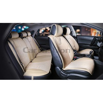 Накидки на сиденья автомобиля SPACE PLUS комплект, экокожа/велюр, бежевый