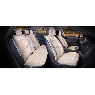 Каркасные накидки 3D на сиденья автомобиля BARCELONA PLUS комплект, велюр, бежевый