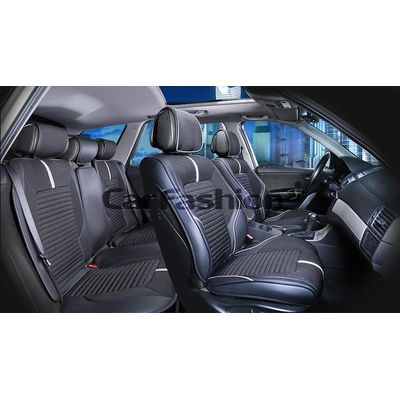 Каркасные накидки 3D на сиденья автомобиля SECTOR PLUS комплект, экокожа/твид, бежевый, чёрный, чёрный Каркасные накидки 3D на сиденья автомобиля SECTOR PLUS комплект, экокожа/твид, бежевый, чёрный, чёрный
