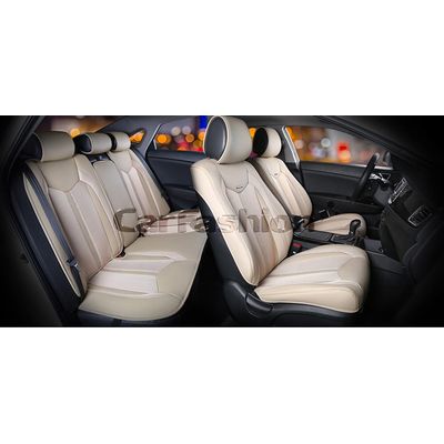Каркасные накидки 3D на сиденья автомобиля URBAN PLUS комплект, экокожа/твид, бежевый