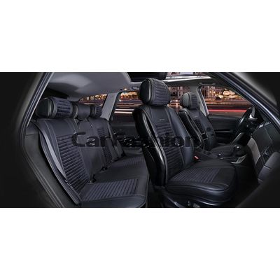 Накидки 3D MADRID PLUS комплект, экокожа/велюр, чёрный