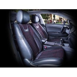 Накидки на сиденья автомобиля TORINO передние, капрон/экокожа, чёрный, чёрный, красный Накидки на сиденья автомобиля TORINO передние, капрон/экокожа, чёрный, чёрный, красный