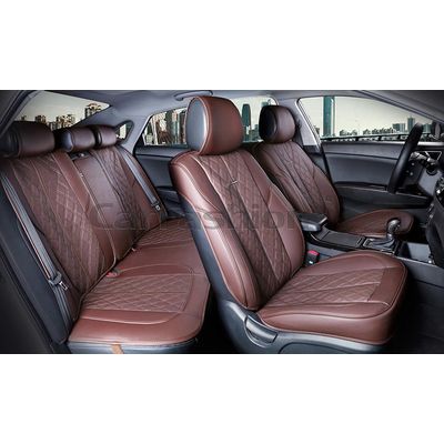 Каркасные накидки 3D на сиденья автомобиля BALATON PLUS комплект, экокожа, кофе