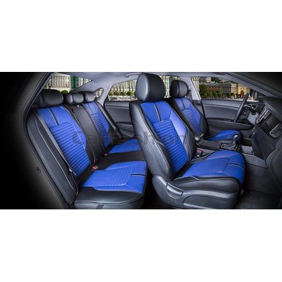 Каркасные накидки 3D на сиденья автомобиля SECTOR LEATHER PLUS комплект, экокожа, чёрный, синий, чёрный Каркасные накидки 3D на сиденья автомобиля SECTOR LEATHER PLUS комплект, экокожа, чёрный, синий, чёрный