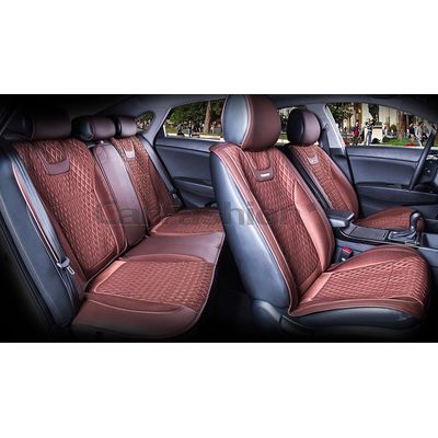 Накидки на сиденья автомобиля TORINO PLUS комплект, капрон/экокожа, кофе Накидки на сиденья автомобиля TORINO PLUS комплект, капрон/экокожа, кофе