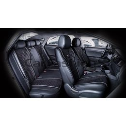 Каркасные накидки 3D на сиденья автомобиля ELEMENT PLUS комплект, экокожа, чёрный, чёрный, серый, серый