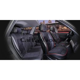 Накидки 3D MADRID PLUS комплект, экокожа/велюр, чёрный, чёрный, красный, красный