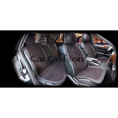 Накидки на сиденья автомобиля CAPRI PLUS комплект, нубук, чёрный, чёрный, красный