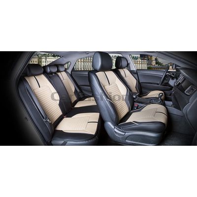 Каркасные накидки 3D на сиденья автомобиля SECTOR LEATHER PLUS комплект, экокожа, чёрный, бежевый, чёрный Каркасные накидки 3D на сиденья автомобиля SECTOR LEATHER PLUS комплект, экокожа, чёрный, бежевый, чёрный