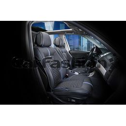 Каркасные накидки 3D на сиденья автомобиля SECTOR передние, экокожа/твид, синий, чёрный, чёрный