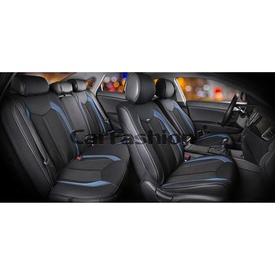 Каркасные накидки 3D на сиденья автомобиля URBAN PLUS комплект, экокожа/твид, чёрный, чёрный, синий