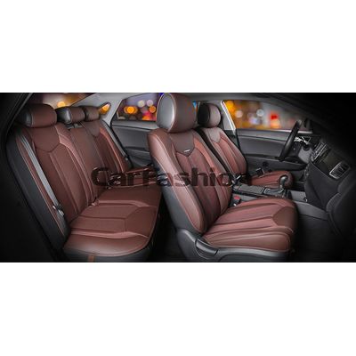 Каркасные накидки 3D на сиденья автомобиля URBAN PLUS комплект, экокожа/твид, коричневый