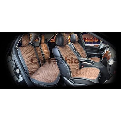 Накидки на сиденья автомобиля CAPRI PLUS комплект, нубук, чёрный, коричневый, коричневый
