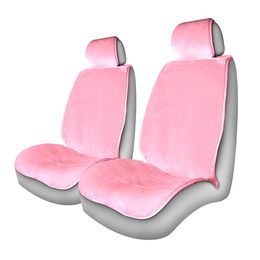 Накидки на сиденья автомобиля ALPACA передние, искусственный мех, розовый