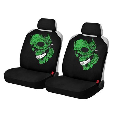 Накидки на сиденья автомобиля SKULL FRONT передние, трикотаж, зелёный