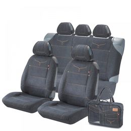 Накидки на сиденья автомобиля SPIN PLUS комплект, джинсовая ткань, чёрный