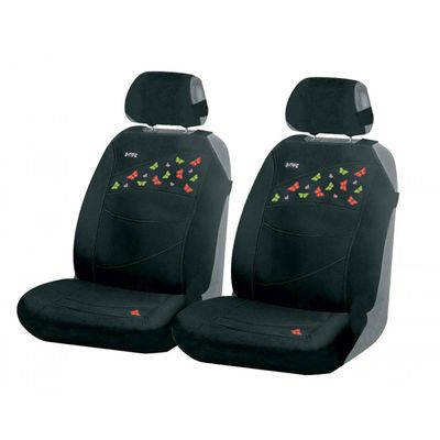 Накидки на сиденья автомобиля BUTTERFLIES FRONT передние, трикотаж, чёрный