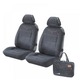 Накидки на сиденья автомобиля SPIN FRONT передние, джинсовая ткань, чёрный